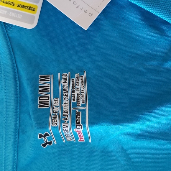 Under Armour Womens Heat Gear Blue V Neck Long Sleeve Tee size M NWT - Picture 2 of 4